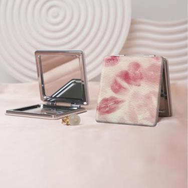 Imagem de Espelho de maquiagem portátil estilo milênio Y2K, mini espelho de maquiagem portátil dobrável, espelho de bolso quadrado compacto de dupla face, adequado para todos em várias ocasiões