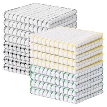 Imagem de Kitinjoy Pacote com 16 panos de prato de cozinha felpudos de algodão, 30,5 x 30,5 cm, panos de prato super macios e absorventes, panos de prato de secagem rápida para lavar pratos, multicoloridos