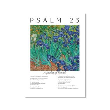 Imagem de Coleção de Salmos das Escrituras Monet Van Gogh Famosa Pintura Aquarela Impressão Verso da Bíblia Pôster em Tela Decoração de Parede de Casa Cristã (SKU8,12x40,6 cm = (30 x 40 cm), sem moldura)