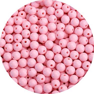 Imagem de BONNY BOXX 100 peças de contas redondas de acrílico rosa claro liso de 12 mm, bolas de chiclete de resina plástica para fabricação de colar e pulseira, suprimentos de artesanato
