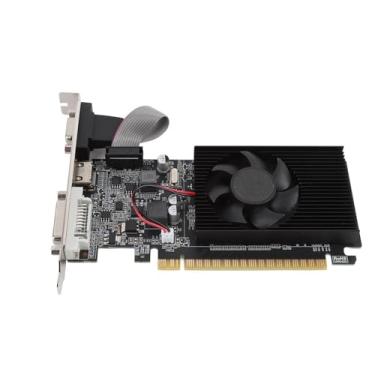Imagem de PUSOKEI Placa gráfica de computador, 1GB DDR3 64Bit 500/589MHz PCIE 2.0 placas gráficas para jogos, placa de vídeo de baixo ruído com ventilador de resfriamento, suporta DirectX10.1, saída VGA/DVI