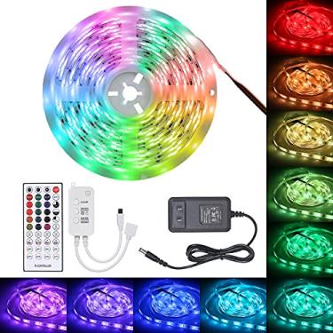Imagem de Tiras de LEDs com Controle Remoto IR e Smartphone BT 5m 150LEDs 5050RGB Mudança Cor Cordão Luz IP65 À Prova d Água - para Decoração Casa Festa Restaur