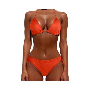 Imagem de Biquíni Feminino De Verão Leve Com Cintura Alta Em Cor Sólida Moda Sex