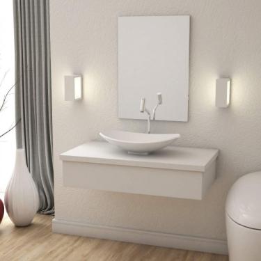 Imagem de Conjunto Bancada Para Banheiro 80cm Com Cuba Canoa L45 800w Metrópole Compace