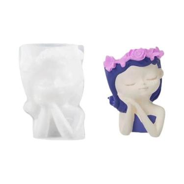 Imagem de Molde De Silicone Em Forma De Cabeça De Menina Para Vaso De Concreto D