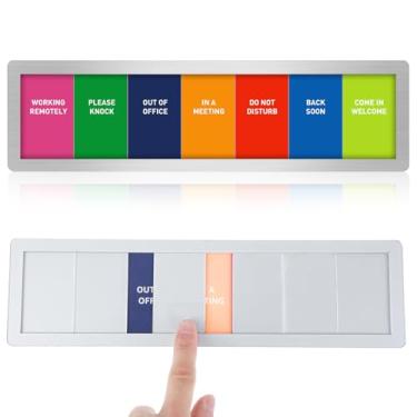 Imagem de Placas de porta de escritório, 7 opções de status - Não perturbe/bata fora do escritório/em uma reunião/trabalhando remotamente/volte logo/venha bem-vindo - placas de privacidade para sala de