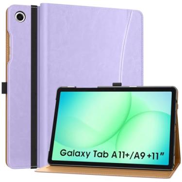 Imagem de MoKo Capa para Samsung Galaxy Tab A11+/A11 Plus/A9+/A9 Plus 11 polegadas 2025/2023, capa fólio de couro PU multi-ângulo com alça de mão, bolso, despertar/hibernar automaticamente, roxo claro
