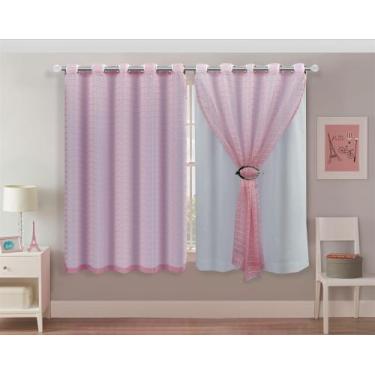 Imagem de Cortina Voil Xadrez 5.00 x 2.20 Forro Microfibra - J&C ACESSÓRIOS PARA