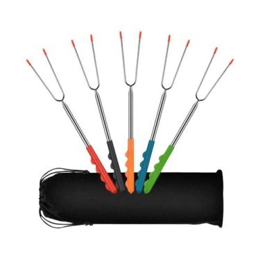 Imagem de Espetos De Aço Inoxidável Extensíveis Para Churrasco 5 6 10 Peças Para