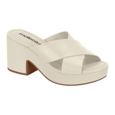 Imagem de Tamanco Moleca Plataforma Meia Pata Anabela Slide Tiras em X, Branco o