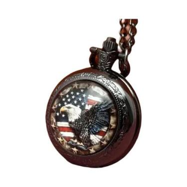 Imagem de Relógio De Bolso Masculino Em Aço Inoxidável Com Design De Bandeira Am