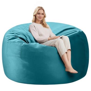 Imagem de Cansunna Cadeiras de pufe de 1,8 m, pufes confortáveis, cadeiras gigantes com enchimento de espuma de memória, cadeiras de pufe para adultos, capa lavável na máquina, sofá preguiçoso para sala de