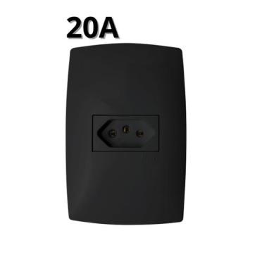 Imagem de Kit 10 Tomadas Preta 20a Blux Home Grafite Combo Promoção Tomada Simpl
