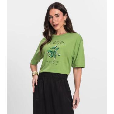 Imagem de Camiseta Feminino Manga Curta Meia Malha Endless Verde, GG, Verde