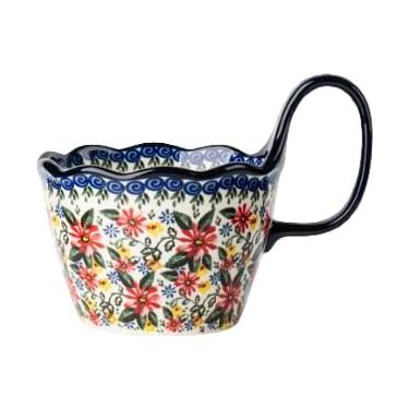 Imagem de Moqidadii Tigela de sopa de cerâmica de 740 ml com alça – Tigela de cerâmica floral feita à mão para cereais e ramen – Tigela decorativa grande para micro-ondas e lava-louças para uso diário ou