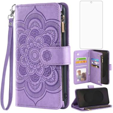 Imagem de Asuwish Capa de telefone para Samsung Galaxy S25 FE 5G capa carteira com protetor de tela de vidro temperado e flor couro PU flip porta-cartão de crédito acessórios celulares S 25 EF S25FE 25S 25FE