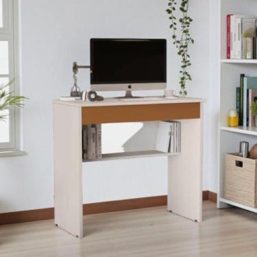 Imagem de Escrivaninha Mesa Gamer Para Computador Off White Freijó - Drop de Cas