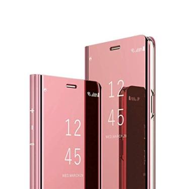 Imagem de LEECOCO Capa para Galaxy Note 9 Luxuosa Vista Clara Galvanizado Espelho Maquiagem [Suporte] Capa Protetora de Corpo Inteiro Flip PC e Capa de Couro PU para Samsung Galaxy Note 9 Espelho PU: Ouro Rosa