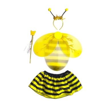Imagem de YIJU Kit de fantasia infantil de abelha com asas, antenas, tiara, saia e varinha para festas e Natal, Style B