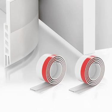 Imagem de Pacote com 2 rolhas ajustáveis sob a porta, vedação autoadesiva para redução de ruído e economia de energia, 5 cm L x 99 cm C (branco)