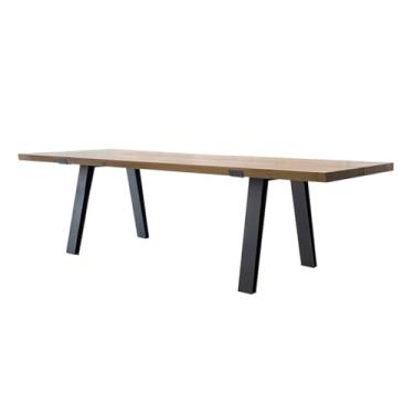 Imagem de Mesa de escritório versátil de madeira maciça, estilo simples e moderno, moldura de metal preta fácil de instalar (GG)