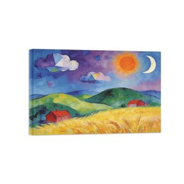 Imagem de BMZFYBS Impressão em tela de parede de paisagem - Campo de trigo, nuvens, decoração de casa-quadros para sala de estar pronta para pendurar tela embrulhada 50x75cm20x30in