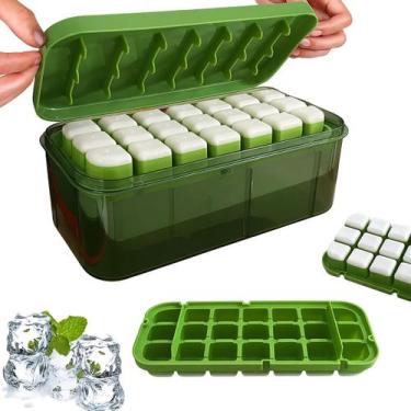 Imagem de Forma de Gelo Yab com Dispensador e Tampa 42 Cubos Silicone 2 Andares 