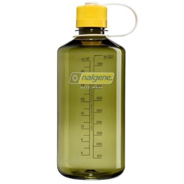Imagem de Nalgene Garrafa de água Tritan livre de BPA à prova de vazamento - boca estreita de 947 ml - Feita nos EUA para uso externo e hidratação diária (verde óleo)
