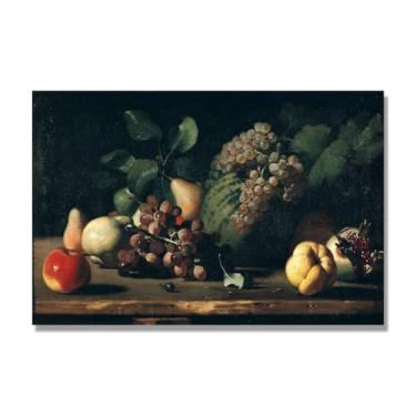 Imagem de Arte em tela vintage de frutas mortas, pintura clássica de cozinha country, decoração de parede de casa de fazenda quente para sala de jantar e cozinha. C14. 30x45cm-11,8x17,7 pol. Somente tela