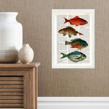 Imagem de Quadro Casa De Praia- Peixes Coloridos 45X34Cm - Com Vidro