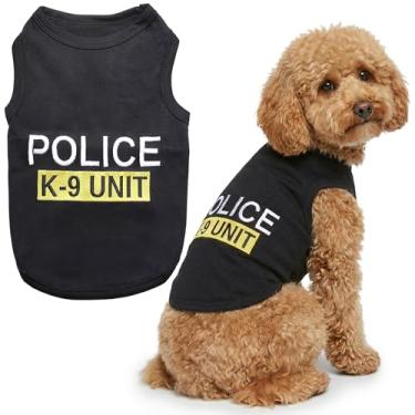 Imagem de Parisian Pet Camiseta unissex para cães com roupas bordadas para cães "Police k-9 Unit" - 100% algodão, fantasia de cachorro - colete respirável para cães policiais - Camiseta lavável na máquina para