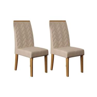 Imagem de Conjunto 2 Cadeiras Laura - DJ Móveis, Carvalho Europeu/Suede Nude