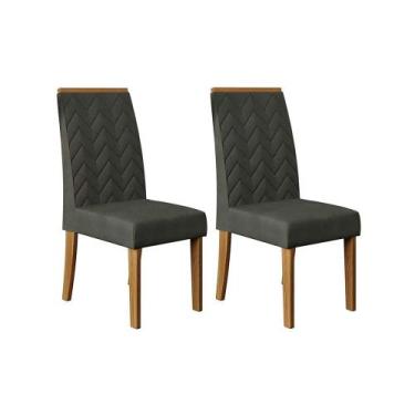 Imagem de Conjunto 2 Cadeiras Laura - DJ Móveis, Carvalho Europeu/Suede Cinza