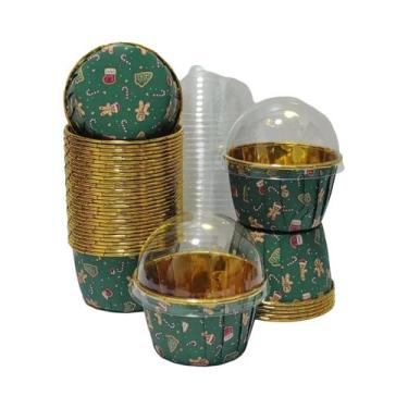 Imagem de Copo De Bolo Descartável Com Padrão De Natal 50 Peças Resistente Ao Ca