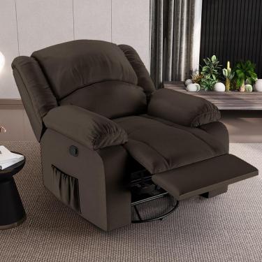 Imagem de Poltrona do Papai Reclinável Sala de Cinema Madrid Glider Manual Giratória Massagem USB PU Marrom