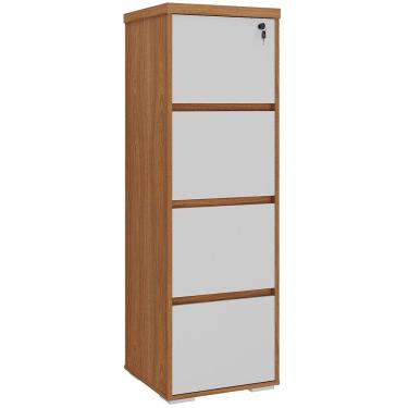 Imagem de Armário Para Escritório Arquivo 04 Gavetas com Chave Unik A02 Freijó Branco - Lyam Decor
