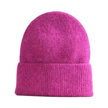 Imagem de Gorro Feminino Azul De Lã Cashmere E Angorá, Quente Para Inverno, Maci
