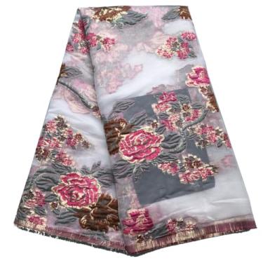 Imagem de ZhenGuiRu Tecido de renda africana 5 metros, tecido de renda jacquard bordado nigeriano para costura de festa de casamento