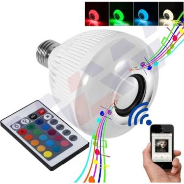 Imagem de Lampada Led 6w Rgb Caixa Som Bluetooth Controle 2 Em 1 Mp3
