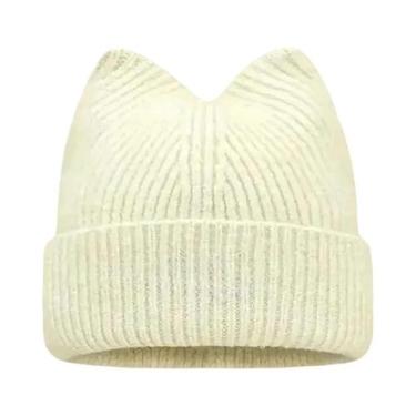 Imagem de Gorro Feminino De Lã Quente Com Orelhas De Gato, Estilo Coreano, Para 
