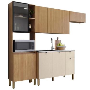 Imagem de Cozinha Balcao Pia 251 Cm Mdf Vert Plus Freijo Freijo Soft Ktp - Kit's