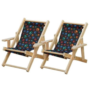 Imagem de Infantil Kit 2 Cadeira Espreguiçadeira Dobrável-patinhas