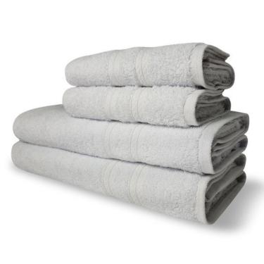 Imagem de Jogo De Toalhas Itália Soft 4 Pçs - 2 Banho E 2 Rosto 430g/m² 100% Algodão - Branco