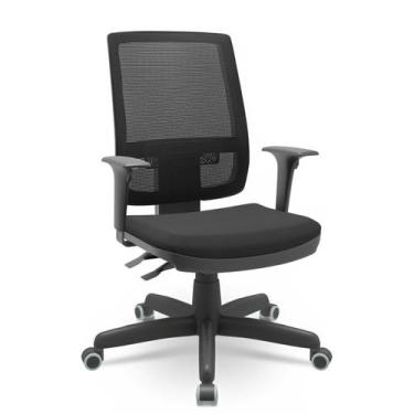 Imagem de Cadeira Presidente Brizza Poliester Preto Backplax - Plaxmetal