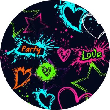 Imagem de Painel de Tecido Sublimado Redondo Festa Neon Tinta c/ Elástico - Fabr