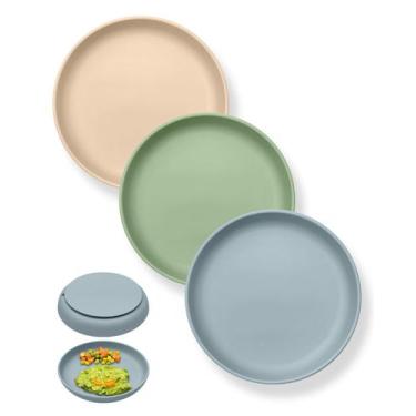 Imagem de Placas de sucção Qyeejong Classic Toddler 3 peças de silicone sem BPA