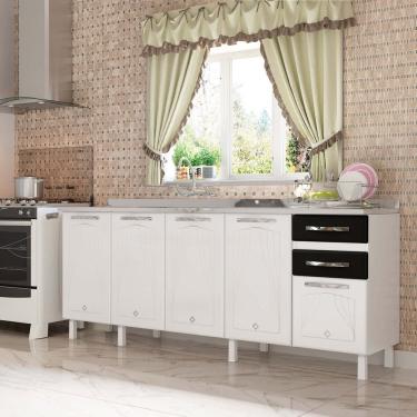 Imagem de Balcão de Cozinha Aço 200cm para Pia Star New Branco/Preto