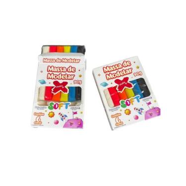 Imagem de Kit 4 Cxs Massinha De Modelar 6 Cores Soft 90 Gr Colorida