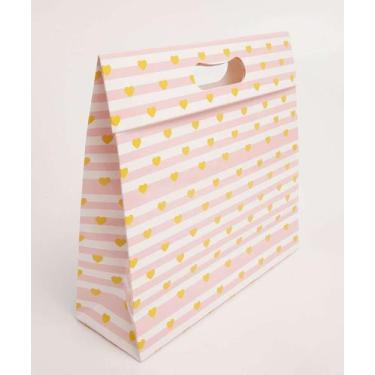 Imagem de Embalagem Presente Sacola Estampa Listrada Marisa-68147, UN, Rosa