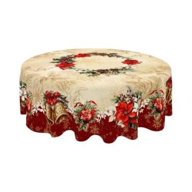 Imagem de Toalha De Mesa Vintage Poinsettia Bell Para Natal 2025, Decorações Par
